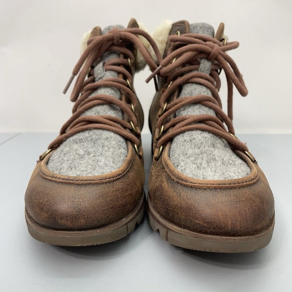 Sorel Harlow Lace Cozy Ankle Boots Shearling Fur‎ Waterproof Leather Womens 9 - Picture 3 of 12